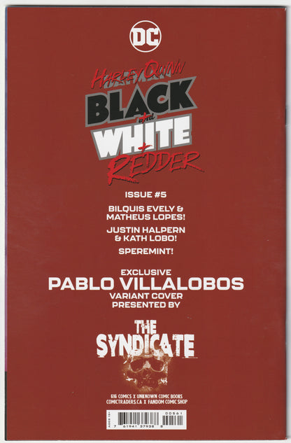 Harley Quinn: Black + White + Redder #5 Pablo Villalobos Virgin Variant Cover Signed with COA – DC Comics 2023 (NM/NM-)
