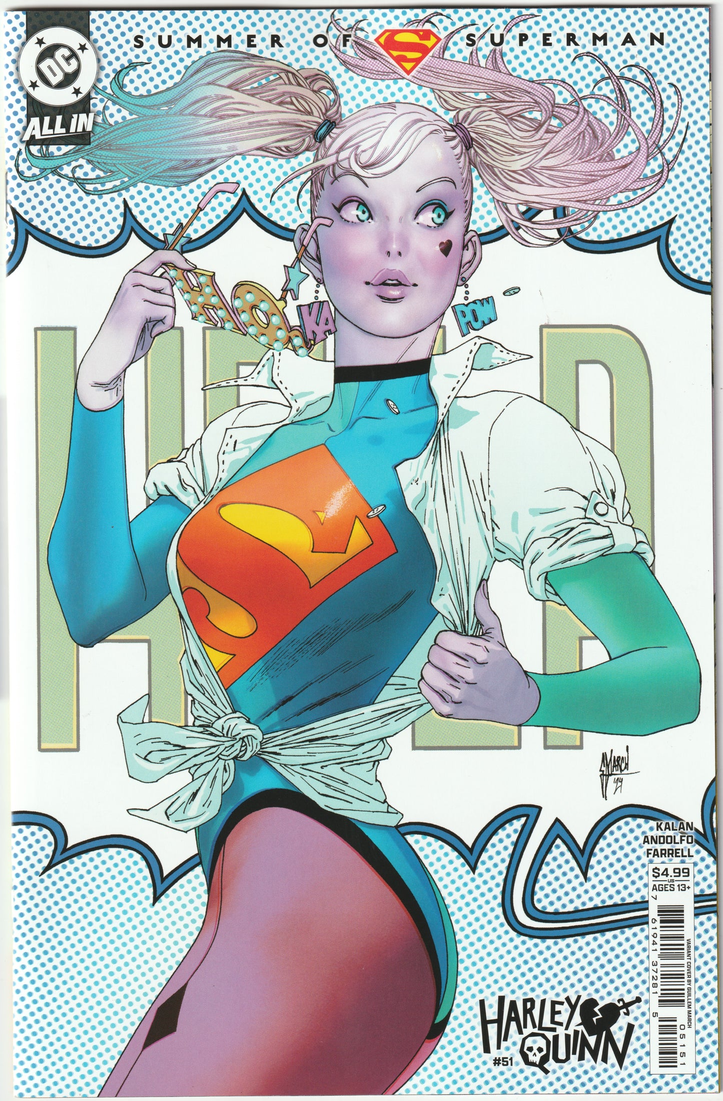 Harley Quinn #51 Guillem March Summer of Superman Variant Cover (DC Comics, 2025) (NM/NM+)