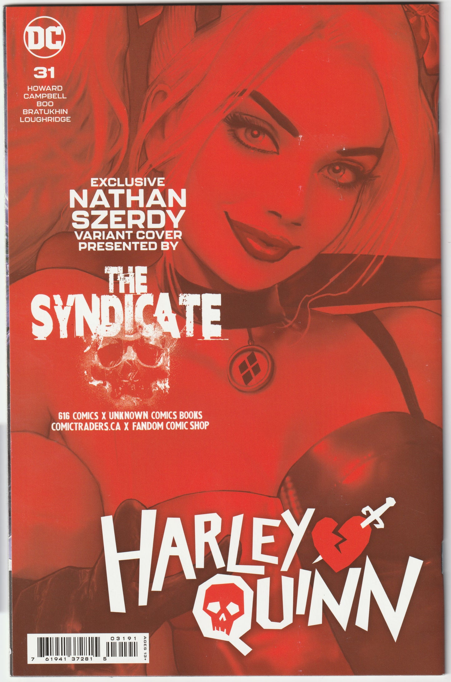 Harley Quinn #31 Nathan Szerdy The Syndicate Variant Cover, Signed with COA (DC Comics, 2023) (NM/NM+)