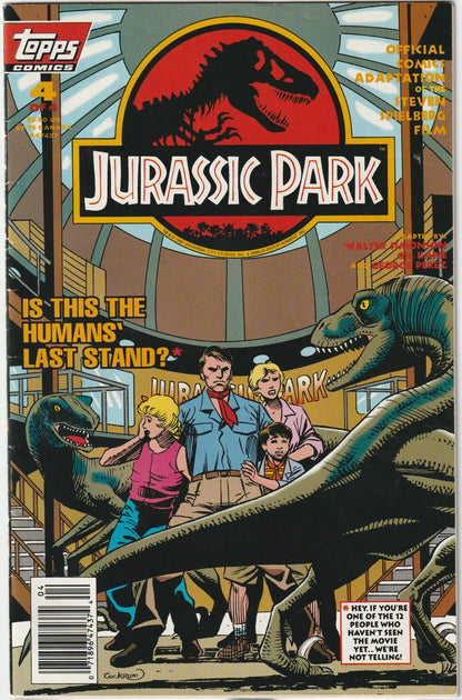 Jurassic Park #4 of 4 1993 Topps Comics Kane-Perez  Cover