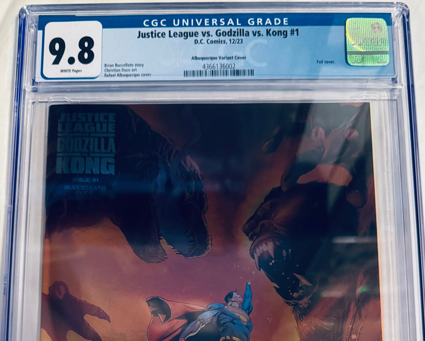 Justice League vs. Godzilla vs. Kong Vol. 1 #1 (2023) – Rafael Albuquerque Foil Variant Cover CGC 9.8