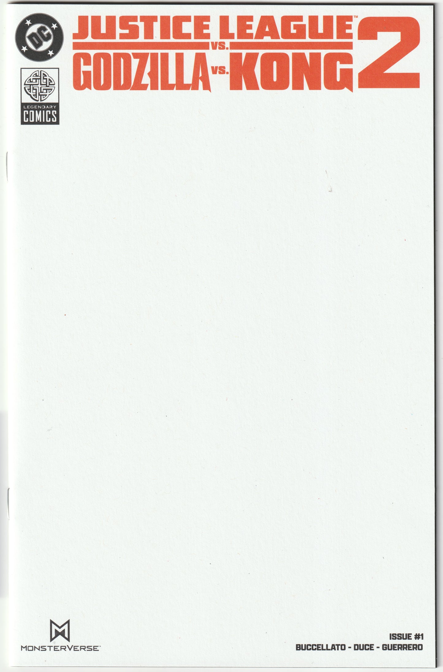 Justice League vs. Godzilla vs. Kong Vol. 2 #1 F (2025) – Blank Sketch Variant Cover (NM/NM+)