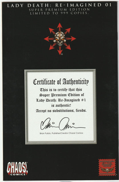 Lady Death: Re-Imagined #1 Super Premium Edition – Signed with COA, NM/NM+