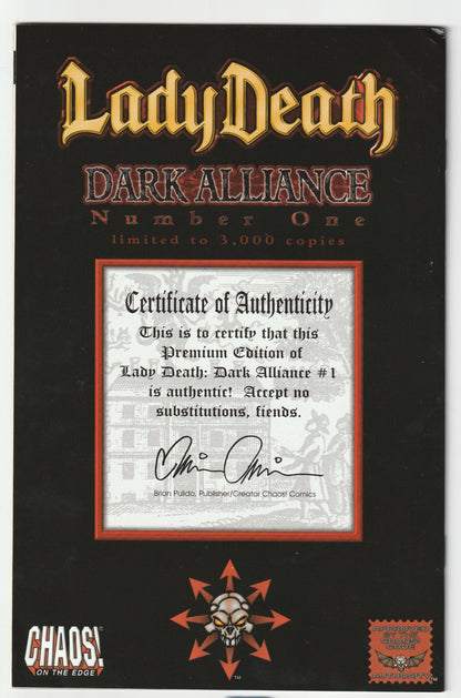 Lady Death Dark Alliance #1 - Limited to 500 - Signed & Numbered #7 of 500 (with COA)