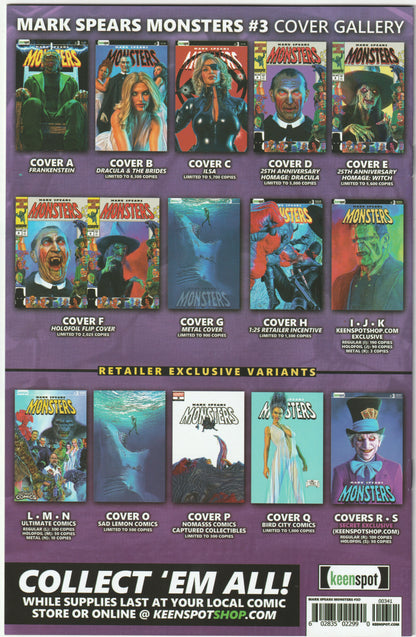 Mark Spears Monsters #3 (First Printing, 25th Anniversary Homage Dracula Cover D, NM/NM+)