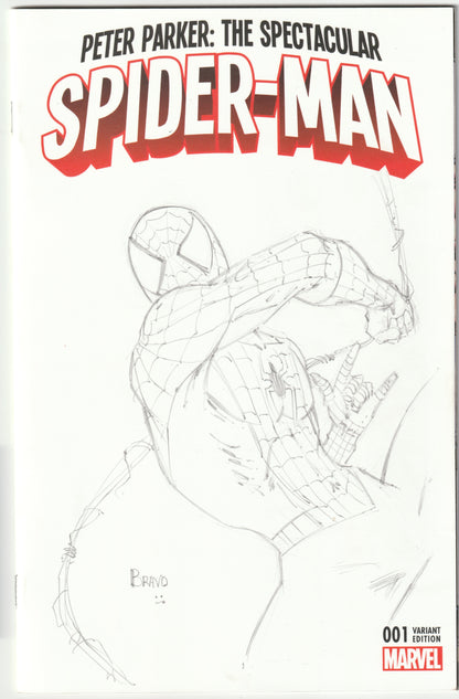 Peter Parker: The Spectacular Spider-Man #1 Luis Bravo 1-of-1 Signed Sketch Variant – Marvel Comics 2017 (NM/NM+)