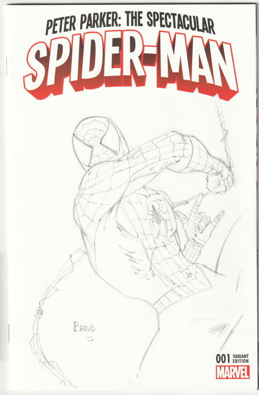 Peter Parker: The Spectacular Spider-Man #1 Luis Bravo 1-of-1 Signed Sketch Variant – Marvel Comics 2017 (NM/NM+)