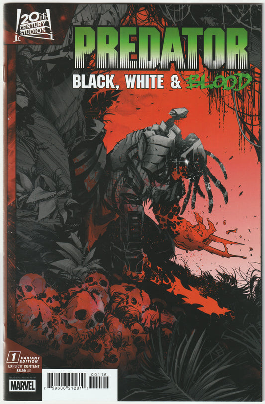 Predator: Black, White & Blood #1 Federico Vicentini 1:25 Variant Cover – Marvel Comics 2025 (NM)