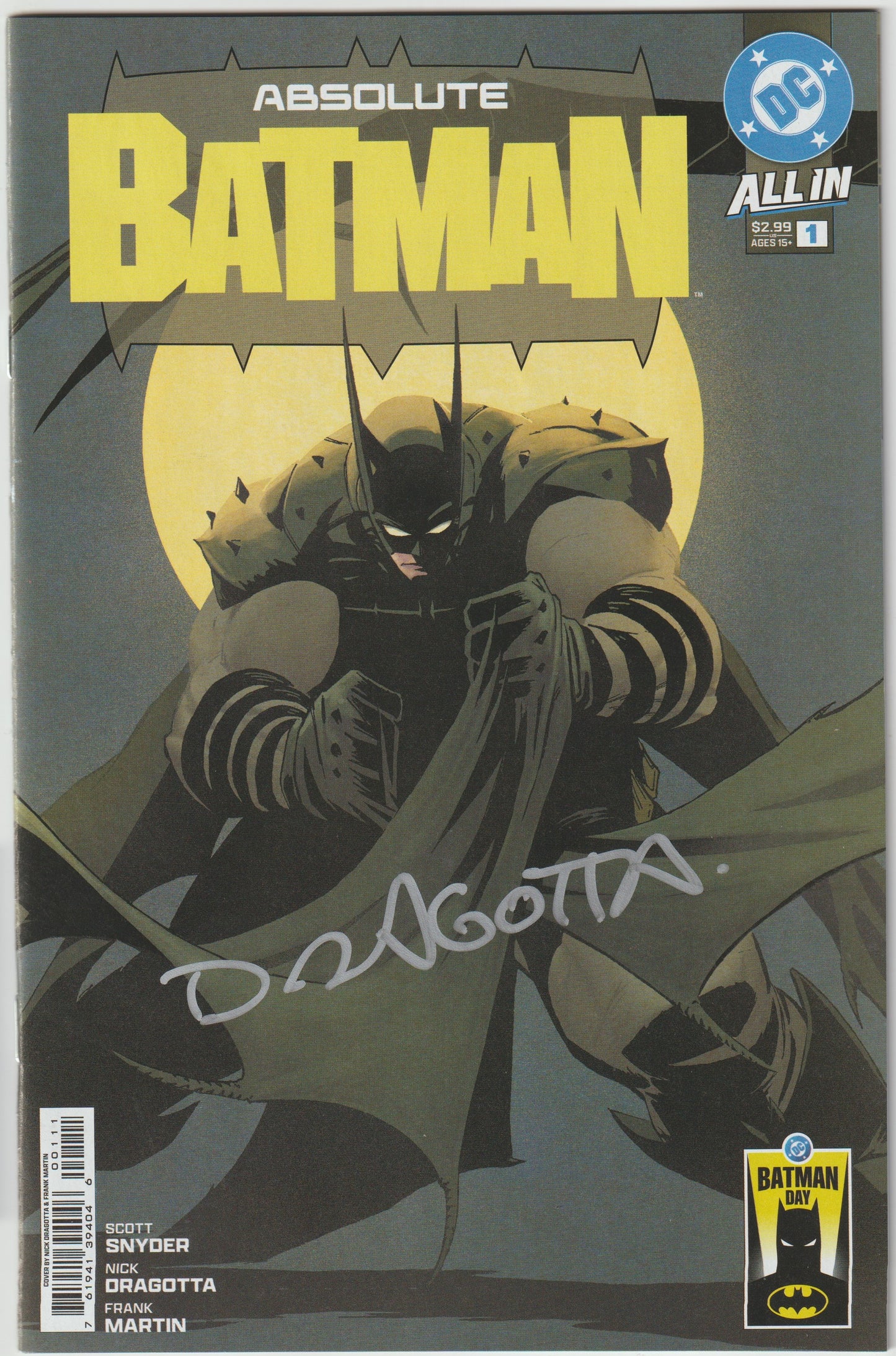 ABSOLUTE BATMAN #1 Cover A Nick Dragotta (1st Print) Batman Day 2025 [SIGNED BY SCOTT SNYDER & NICK DRAGOTTA]