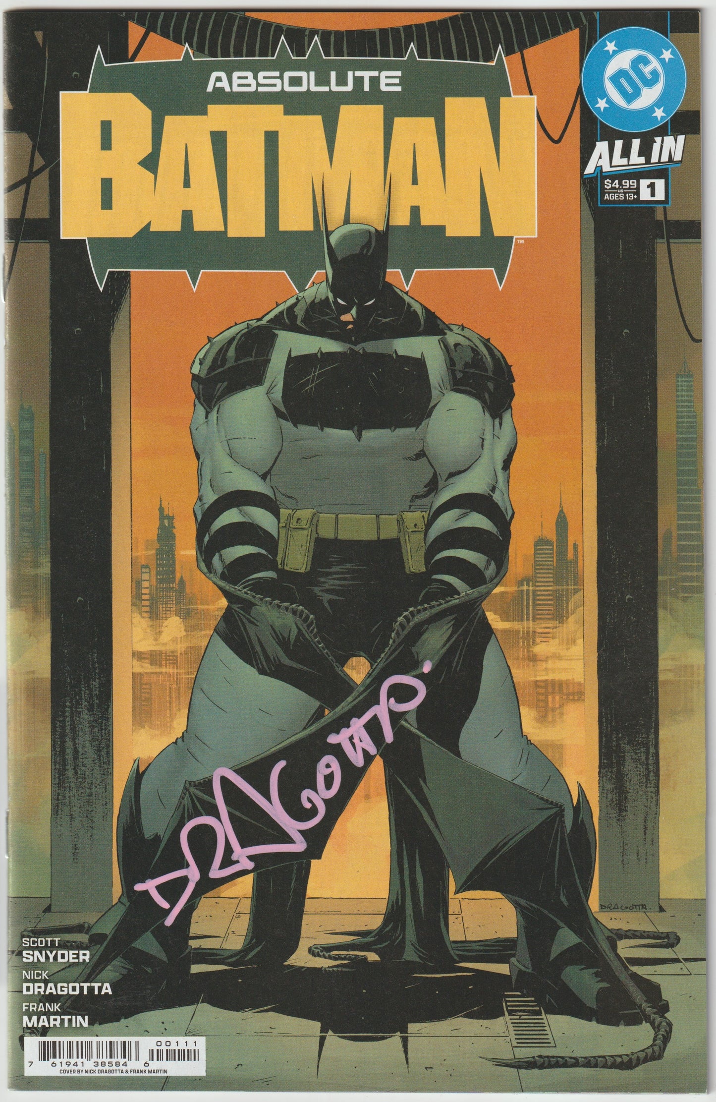 ABSOLUTE BATMAN #1 (1st Print) CVR A NICK DRAGOTTA (1st Print) [SIGNED BY SCOTT SNYDER & NICK DRAGOTTA - PINK]