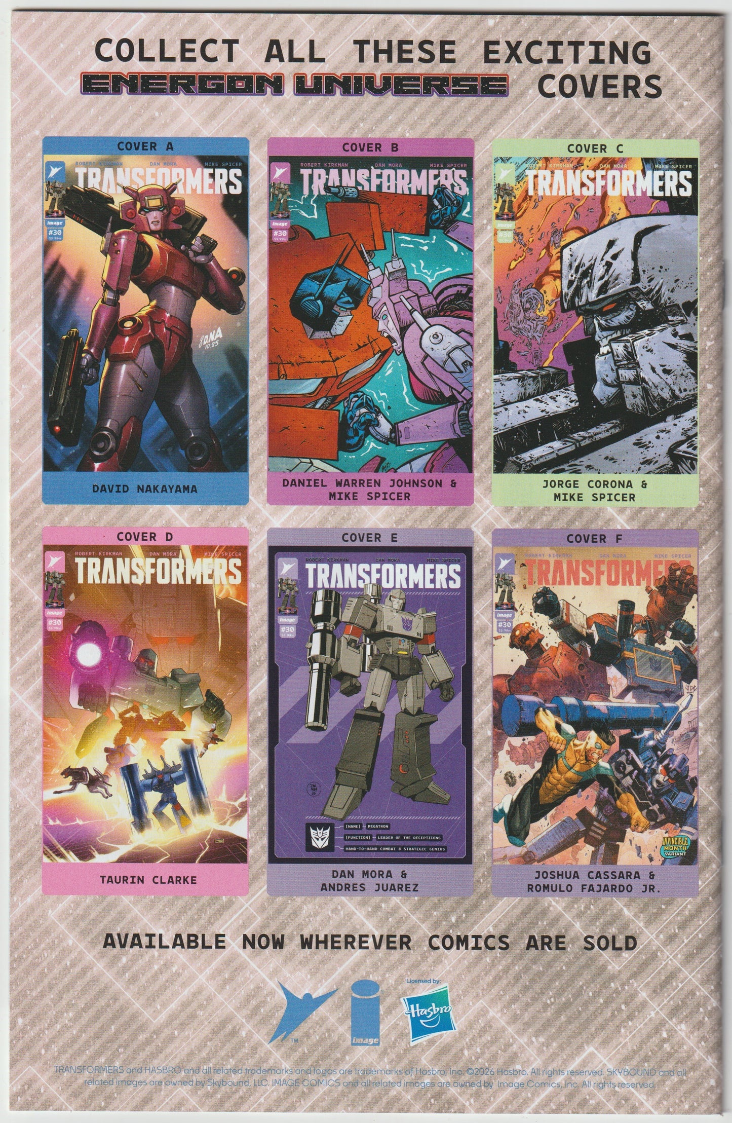 TRANSFORMERS #30 CVR F JOSH CASSARA INVINCIBLE TEAM UP VAR (1st Print) [SIGNED BY JON BAILEY, VOICE OF OPTIMUS PRIME & SOUNDWAVE] OPERATION DESTRUCTION REMARK