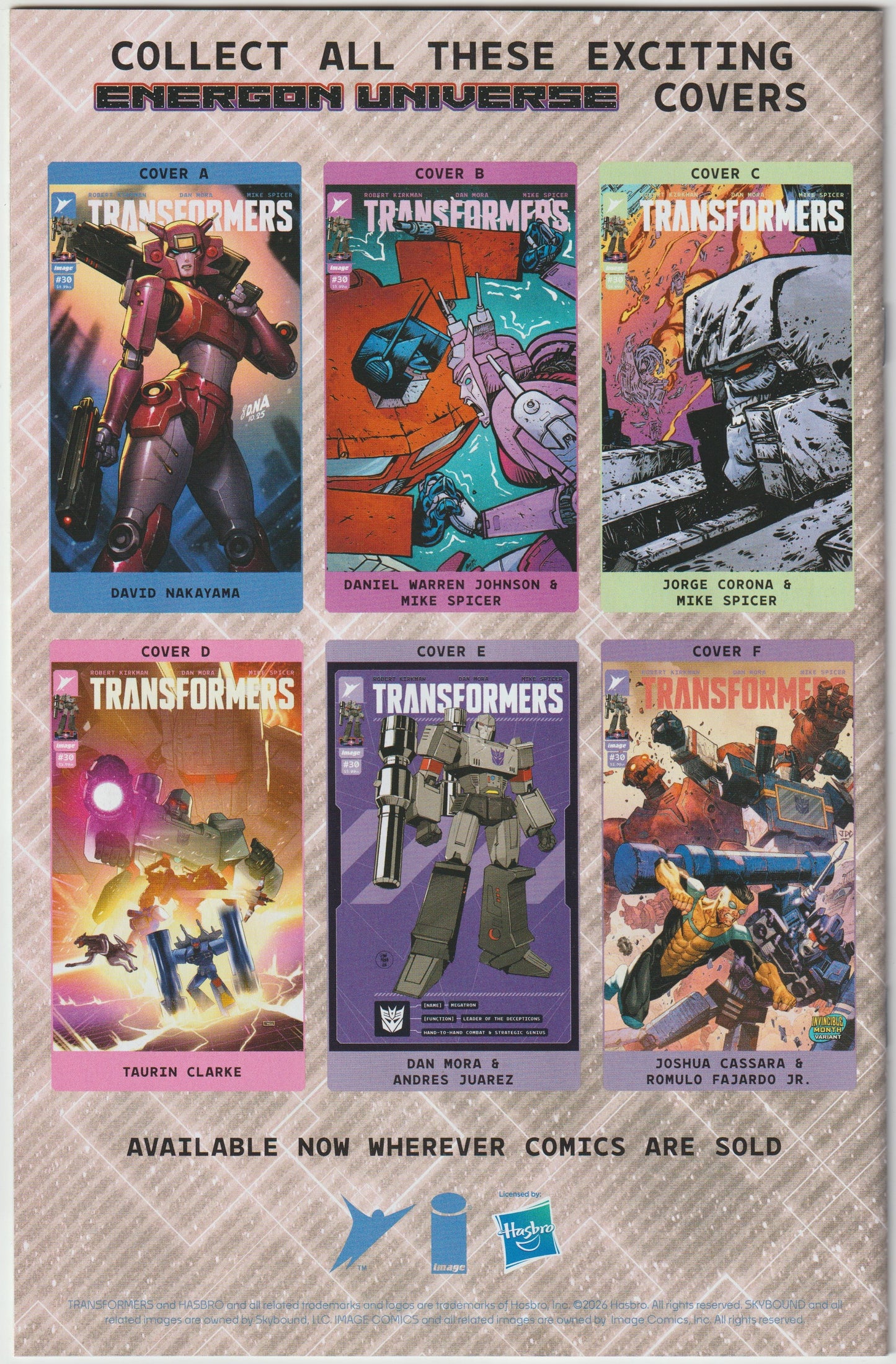 TRANSFORMERS #30 CVR F JOSH CASSARA INVINCIBLE TEAM UP VAR (1st Print) [SIGNED BY JON BAILEY, VOICE OF OPTIMUS PRIME & SOUNDWAVE] SOUNDWAVE SUPERIOR ROBOT INFERIOR REMARK