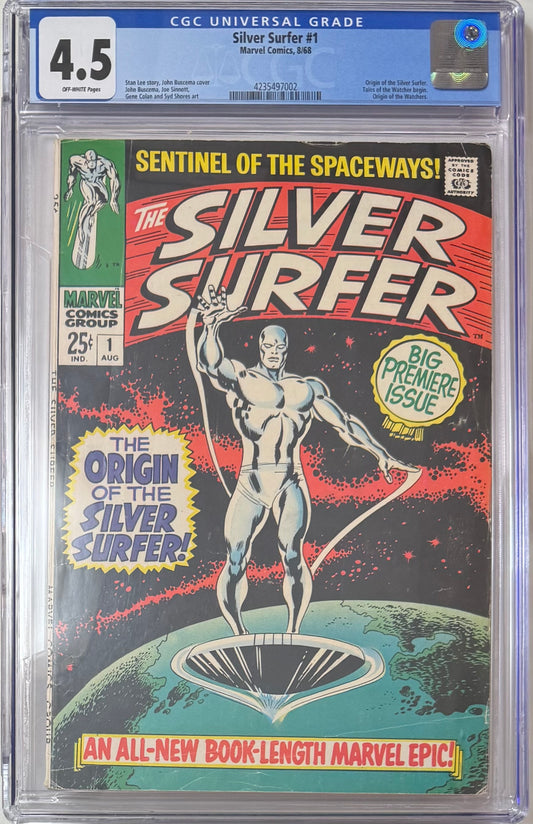 Silver Surfer Vol. 1 #1 "The Origin of the Silver Surfer!" – Marvel Comics 1968 (CGC 4.5, Off-White Pages - Cracked Case!)