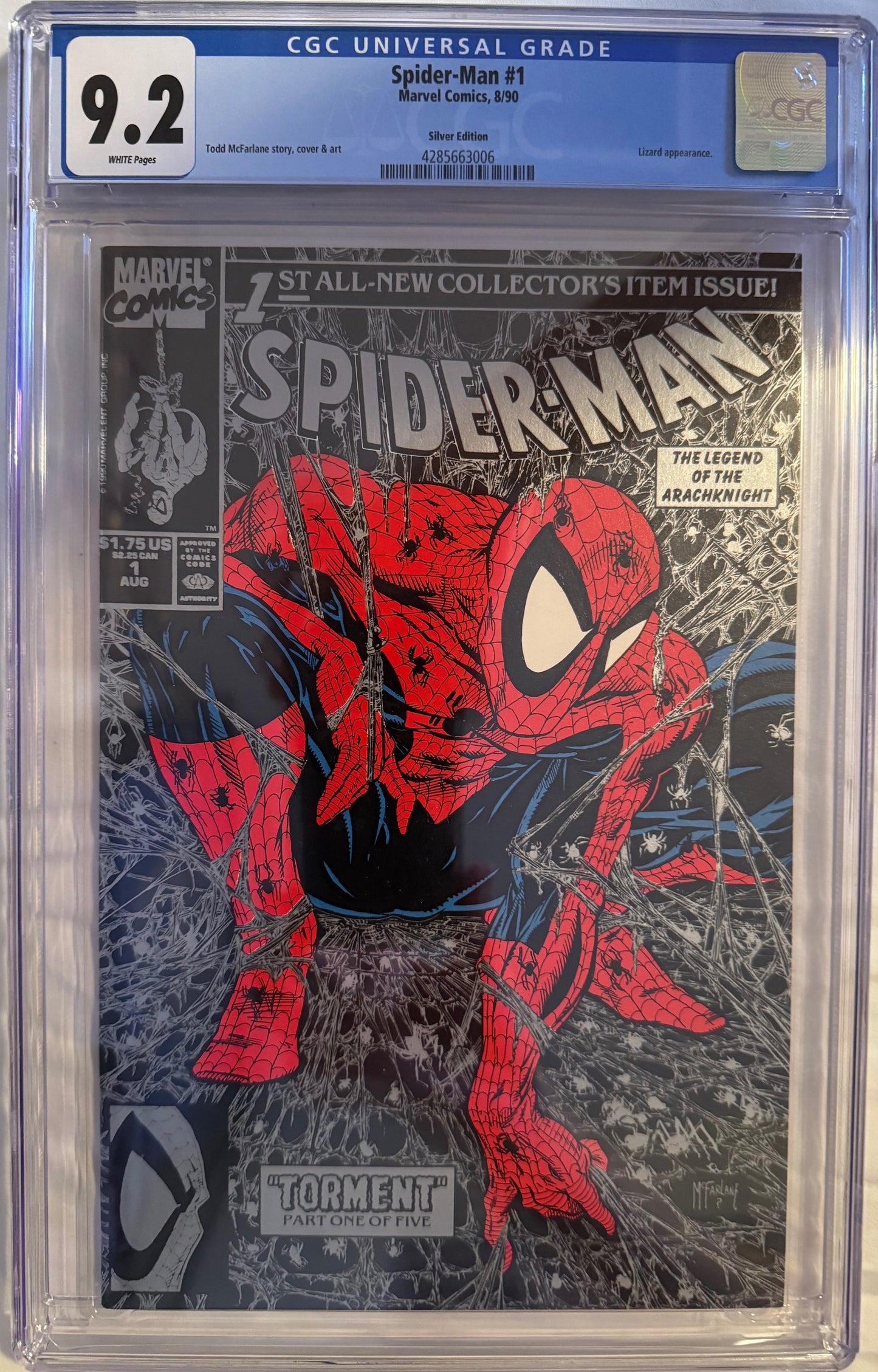Spider-Man (1990) #1 - Silver Edition [CGC 9.2] - (1st McFarline Solo Series)