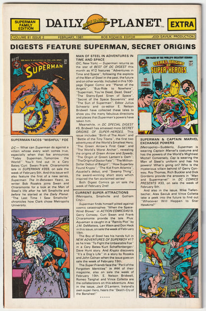 Superman Family Vol. 1 #207 (1981) – Key Supergirl and Krypto Stories (FN)