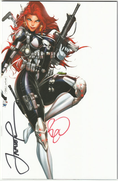 White Widow #1 Sketch-Up Variant – Punisher Cosplay (1 of 100, Tyndall/Powell Signed, COA) (NM/NM+) - Ships in top loader