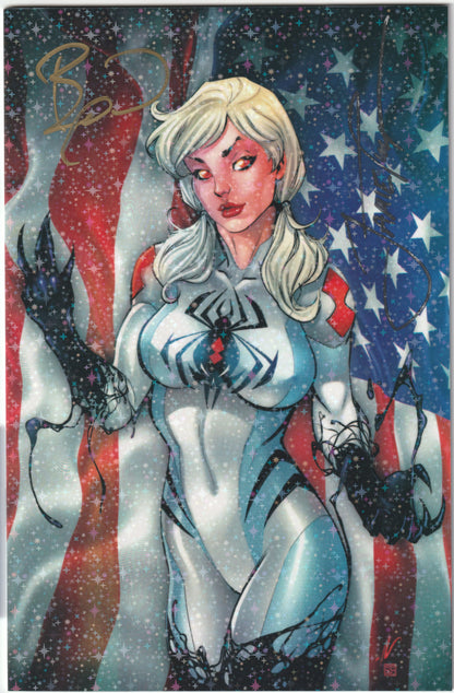 White Widow #7 Ale Garza American Flag Holofoil Cardstock – 2x Signed with COA (NM/NM+)