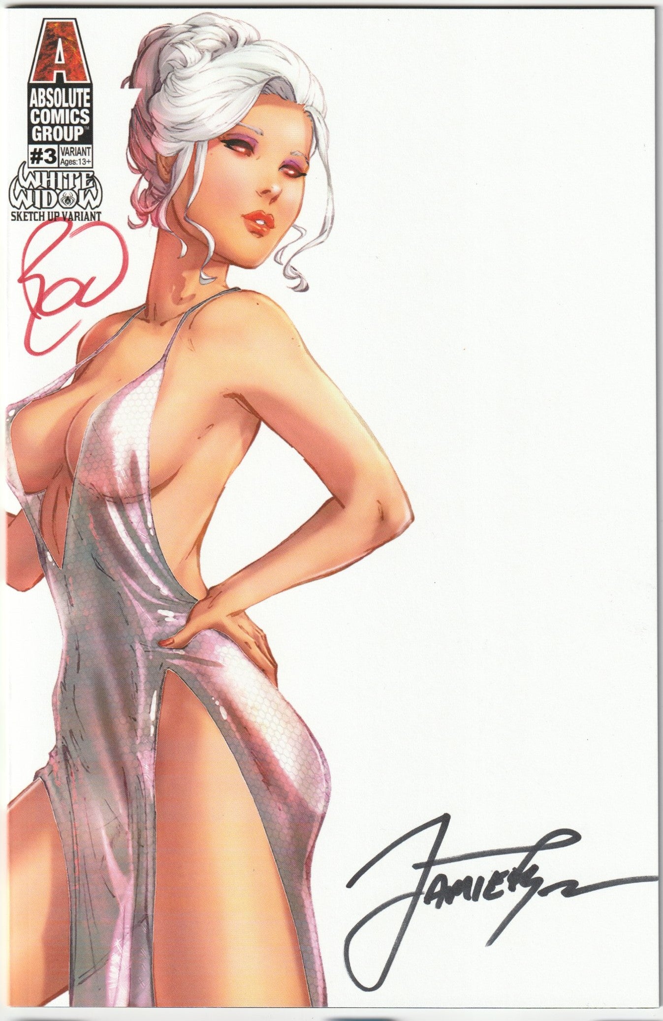 White Widow #3 Sketch Variant 2x Signed (Red- Powell & Black- Tyndall)