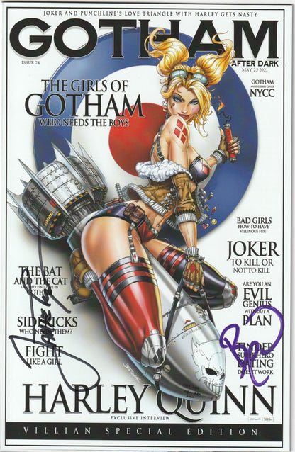 White Widow #4 Gotham After Dark Harley Quinn Bomber Variant 2x Signed with COA