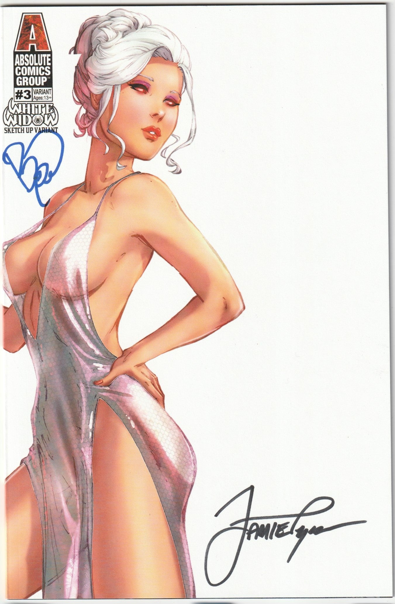 White Widow #3 Sketch Up Variant 2x Signed (Blue-Powell, Black-Tyndall) with COA