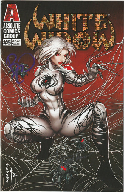 White Widow #5 Kickstarter Izik Bell Gold Holo-Foil 2x Signed COA (Copy A- Purple and Silver Sigs)