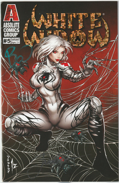White Widow #5 Kickstarter Izik Bell Gold Holo-Foil 2x Signed COA (Copy B- Blue and Silver Sigs)