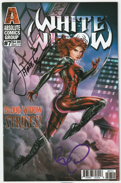 White Widow #7 Retail Dominic Glover Cover 2x Signed COA (Copy A)