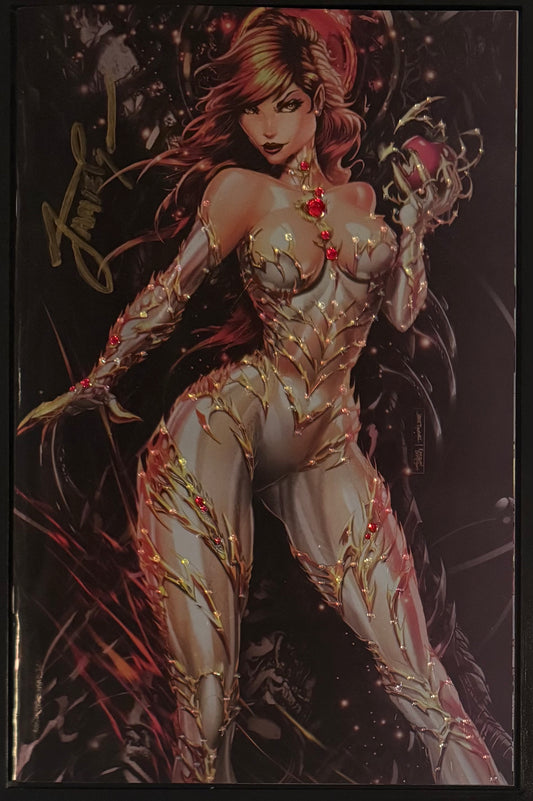 1 of 1 - Swarovski Crystals Witchblade #3 (2024 NYCC) Foil Variant Ltd 500 - Signed by Jamie Tyndall with Matching  Metal CoA