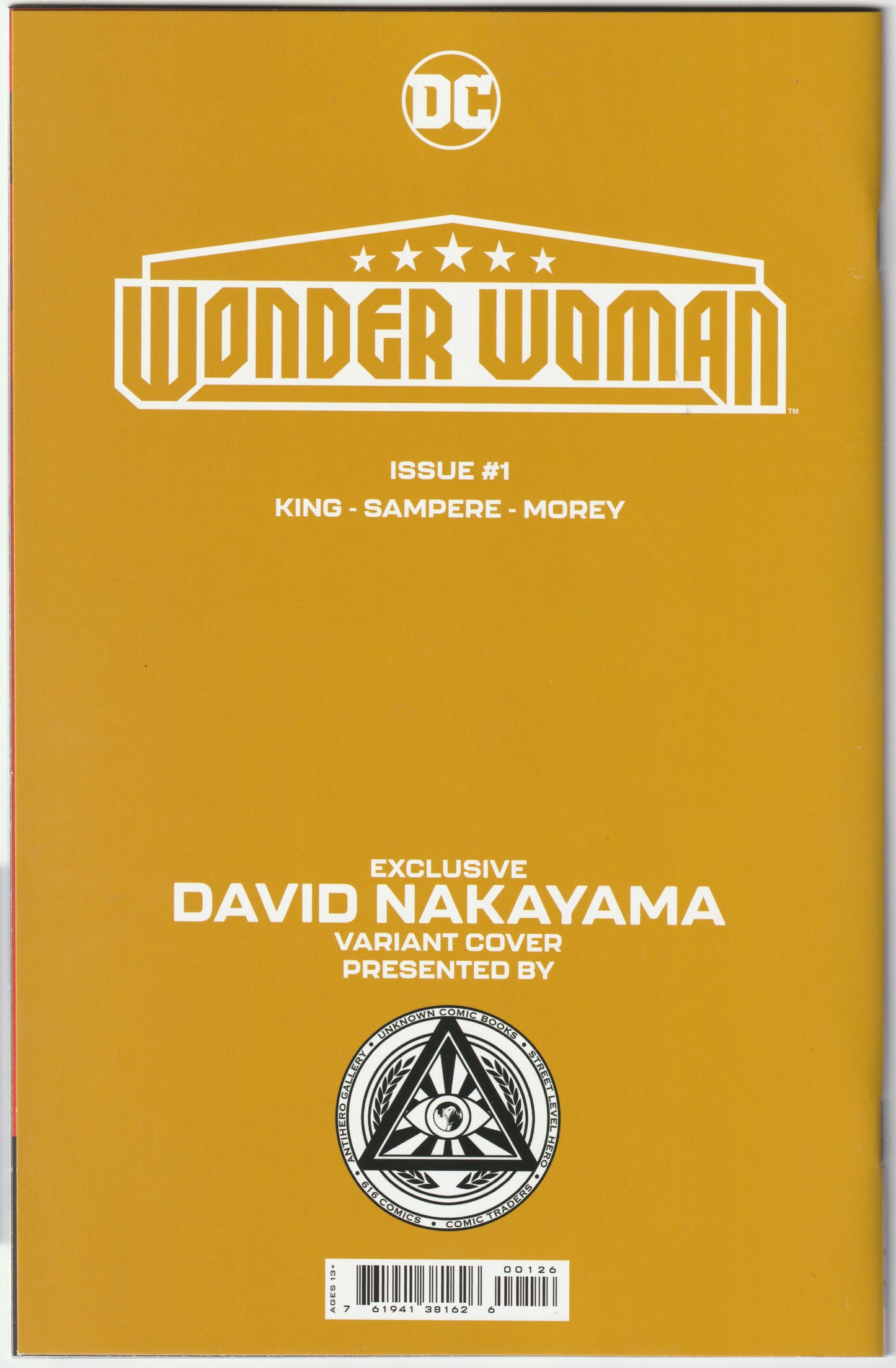 Wonder Woman #1 David Nakayama Signed Minimal Trade Cover with COA (DC, 2023) (NM/NM+)