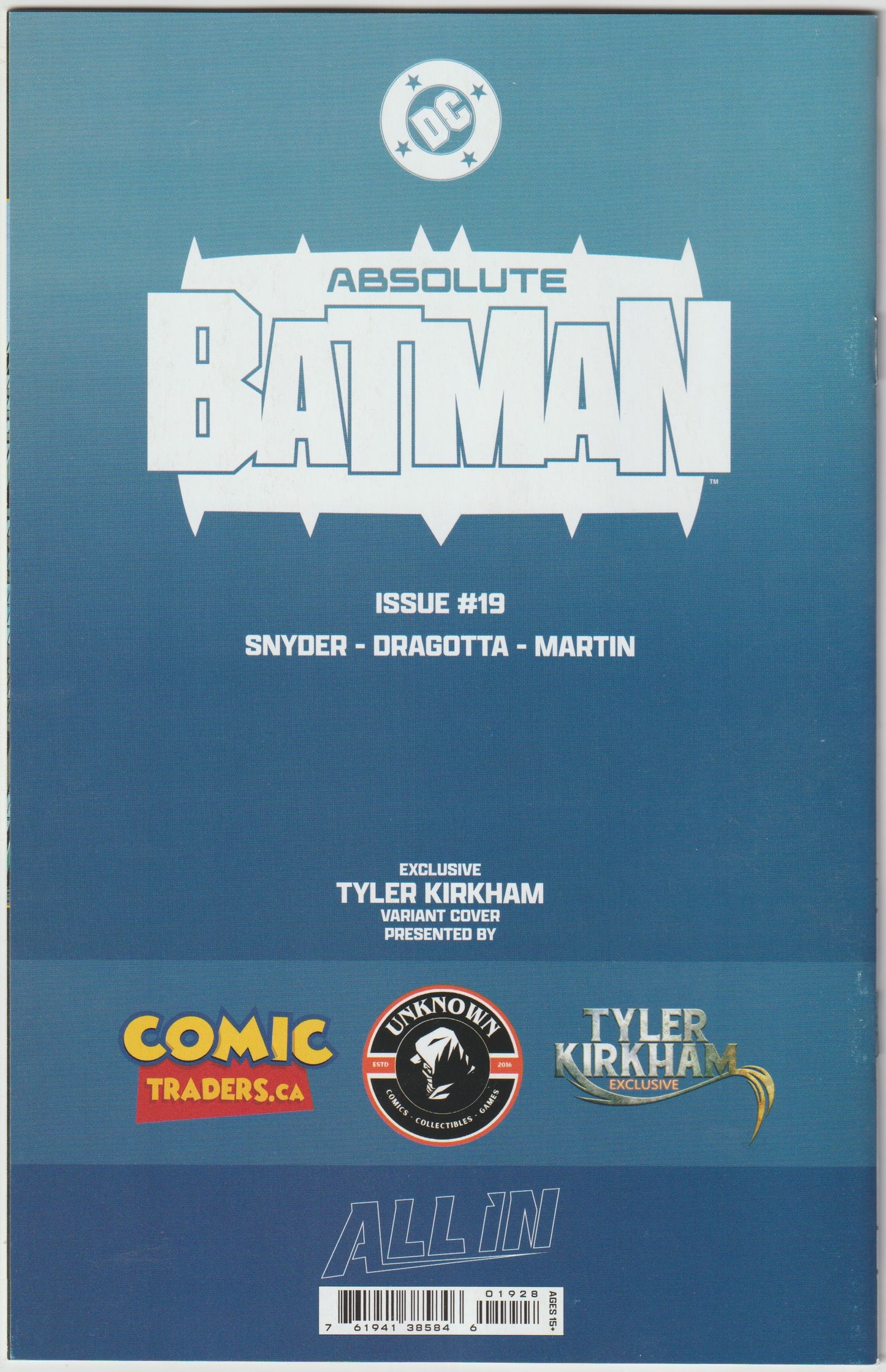ABSOLUTE BATMAN #19  Tyler Kirkham Exclusive Virgin Cover (1st Print) [SIGNED BY TYLER KIRKHAM]