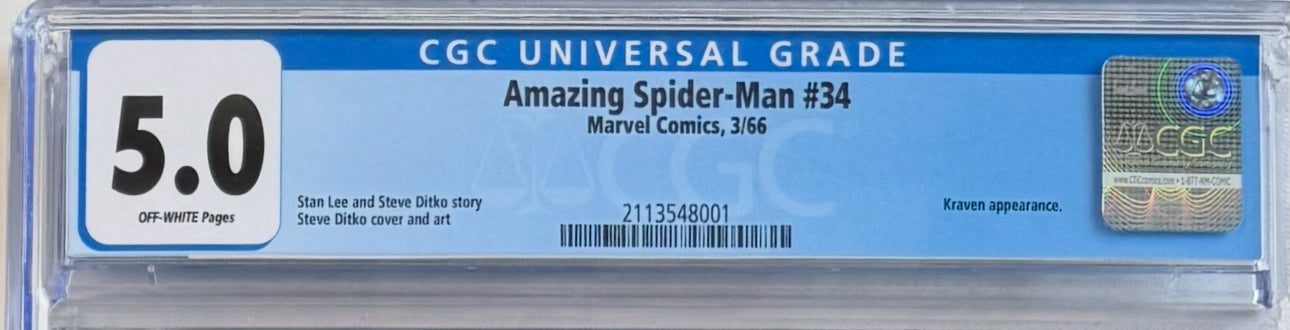 Amazing Spider-Man #34 (CGC 5.0, Off-White Pages)