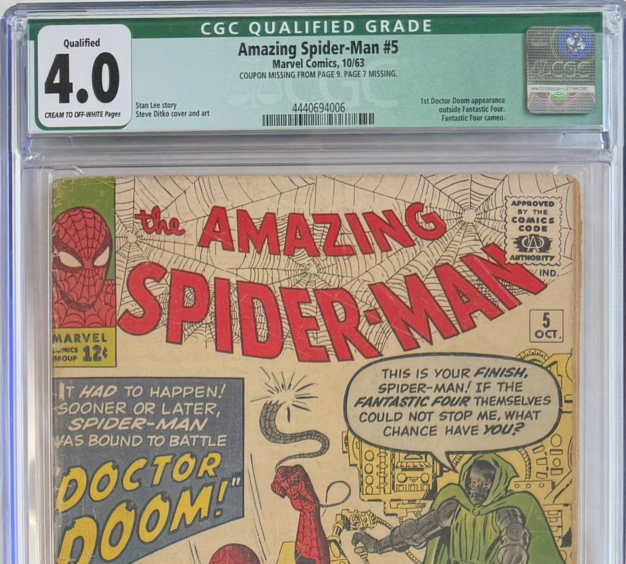 Amazing Spider-Man #5 (CGC 4.0 Qualified Green Label) - 1st Dr. Doom outside of Fantastic Four