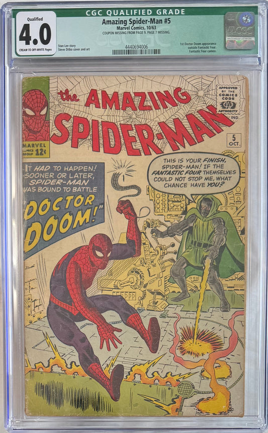 Amazing Spider-Man #5 (CGC 4.0 Qualified Green Label) - 1st Dr. Doom outside of Fantastic Four