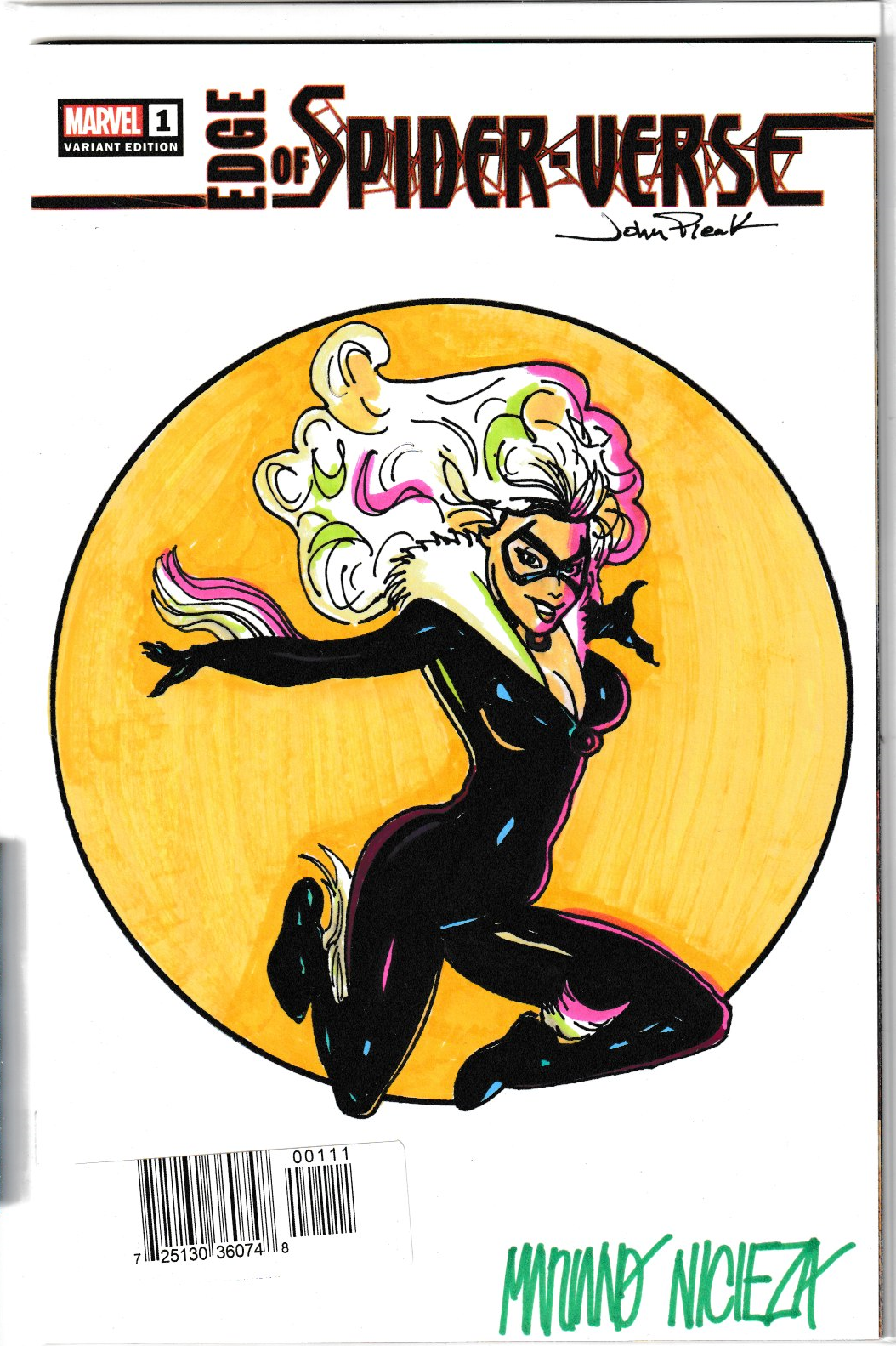 Black Cat Collectors 3 Book Bundle: Edge of Spider-Verse #1 Signed and Remarked by John Pleak and Mariano Nicieza with Black Cat Sketch with COA + Black Cat #1 Cover A & Foil Cover