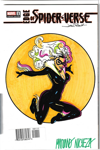 Black Cat Collectors 3 Book Bundle: Edge of Spider-Verse #1 Signed and Remarked by John Pleak and Mariano Nicieza with Black Cat Sketch with COA + Black Cat #1 Cover A & Foil Cover