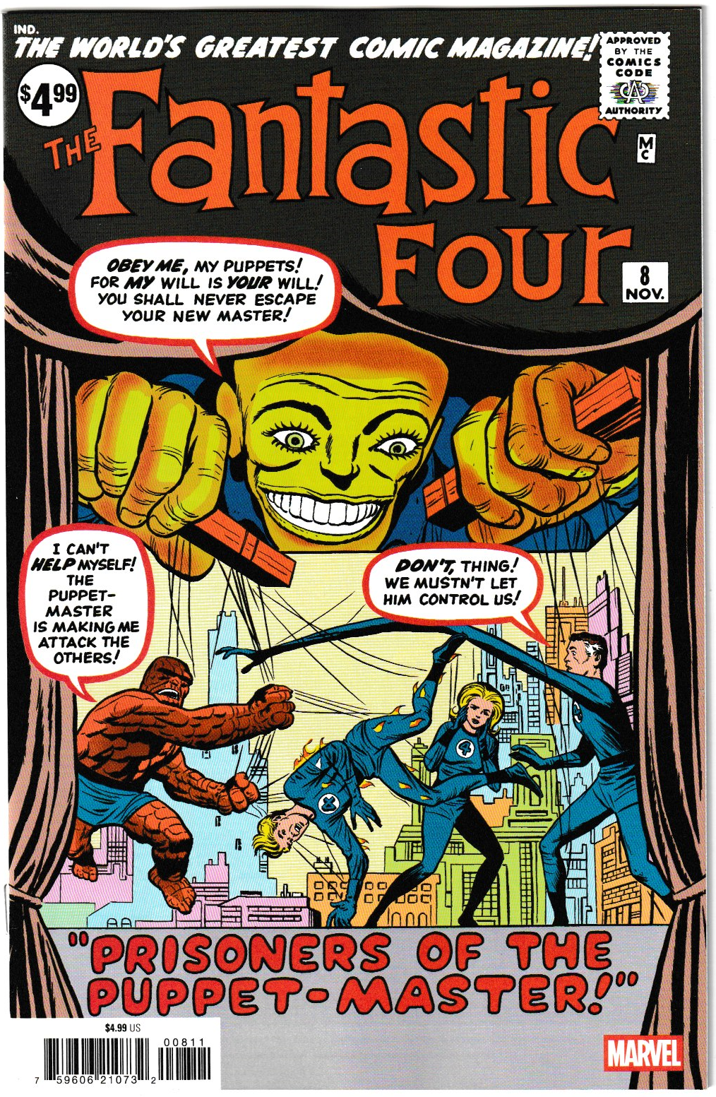Fantastic Four #8 "Prisoners of the Puppet Master" – Marvel Comics 1962 Re-Print (2025) NM/NM+