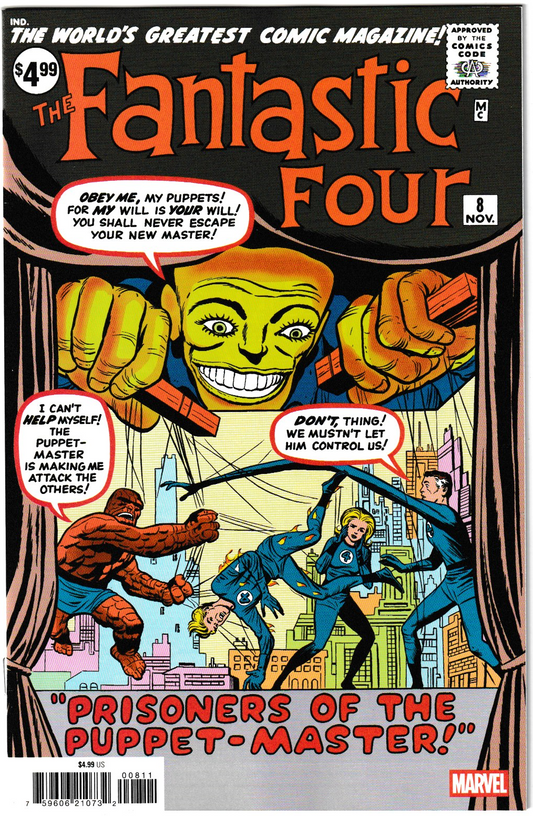 Fantastic Four #8 "Prisoners of the Puppet Master" – Marvel Comics 1962 Re-Print (2025) NM/NM+