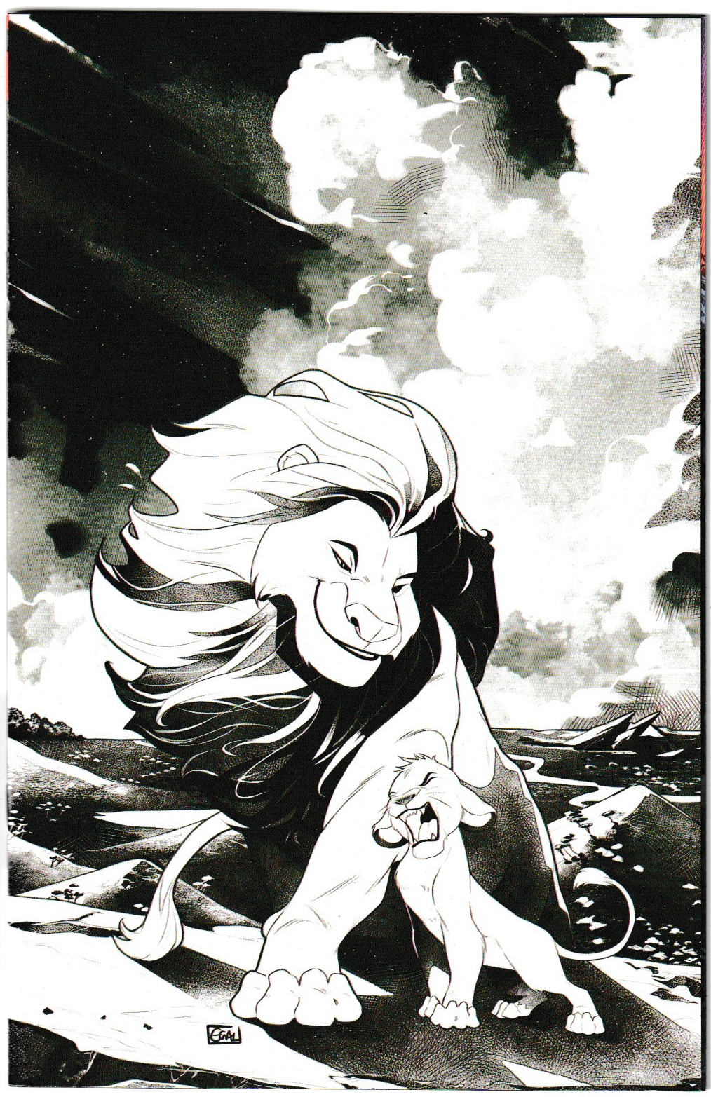 LION KING #1 CVR K INC 1:35 EDWIN GALMON LINE ART VIRGIN VAR 1st Print