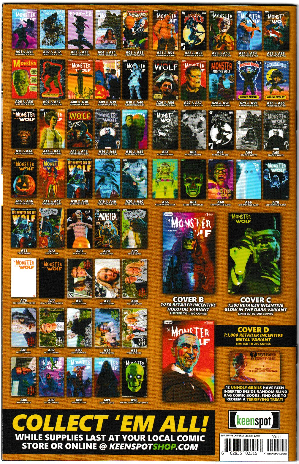 Mark Spears Monsters: The Monster & The Wolf #1 Cover A02 Variant - Print Run of 9,600