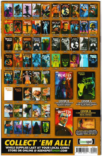 Mark Spears Monsters: The Monster & The Wolf #1 Cover A04 Variant - Print Run of 9,600