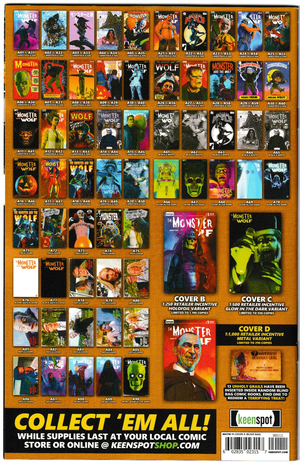 Mark Spears Monsters: The Monster & The Wolf #1 Cover A22 Variant - Print Run of 9,600