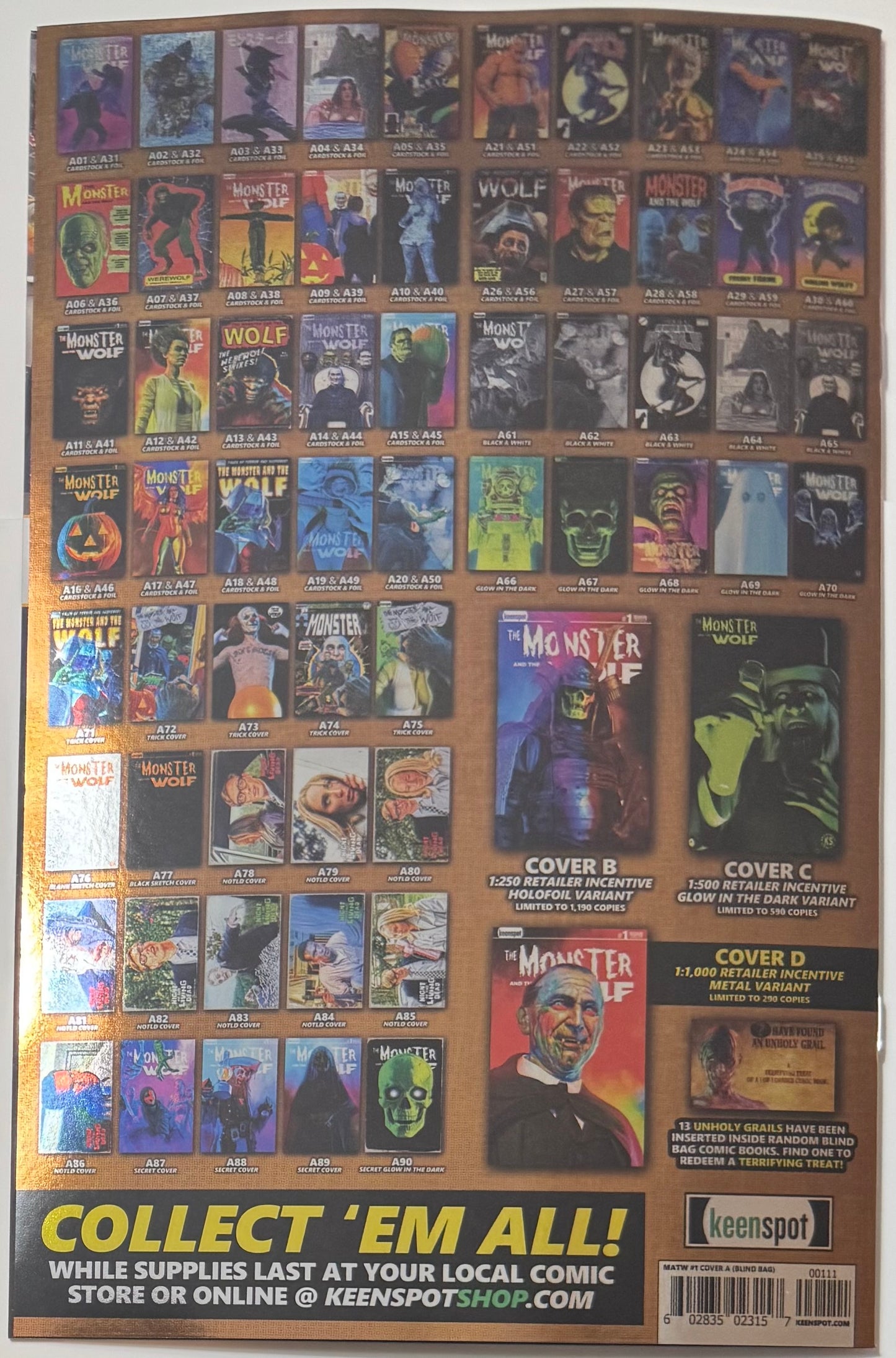 Mark Spears Monsters: The Monster & The Wolf #1 Cover A47 Foil Variant - Print Run of 833