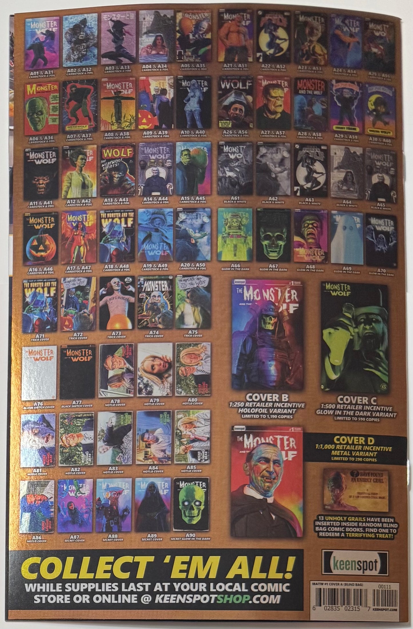 Mark Spears Monsters: The Monster & The Wolf #1 Cover A49 Foil Variant - Print Run of 833