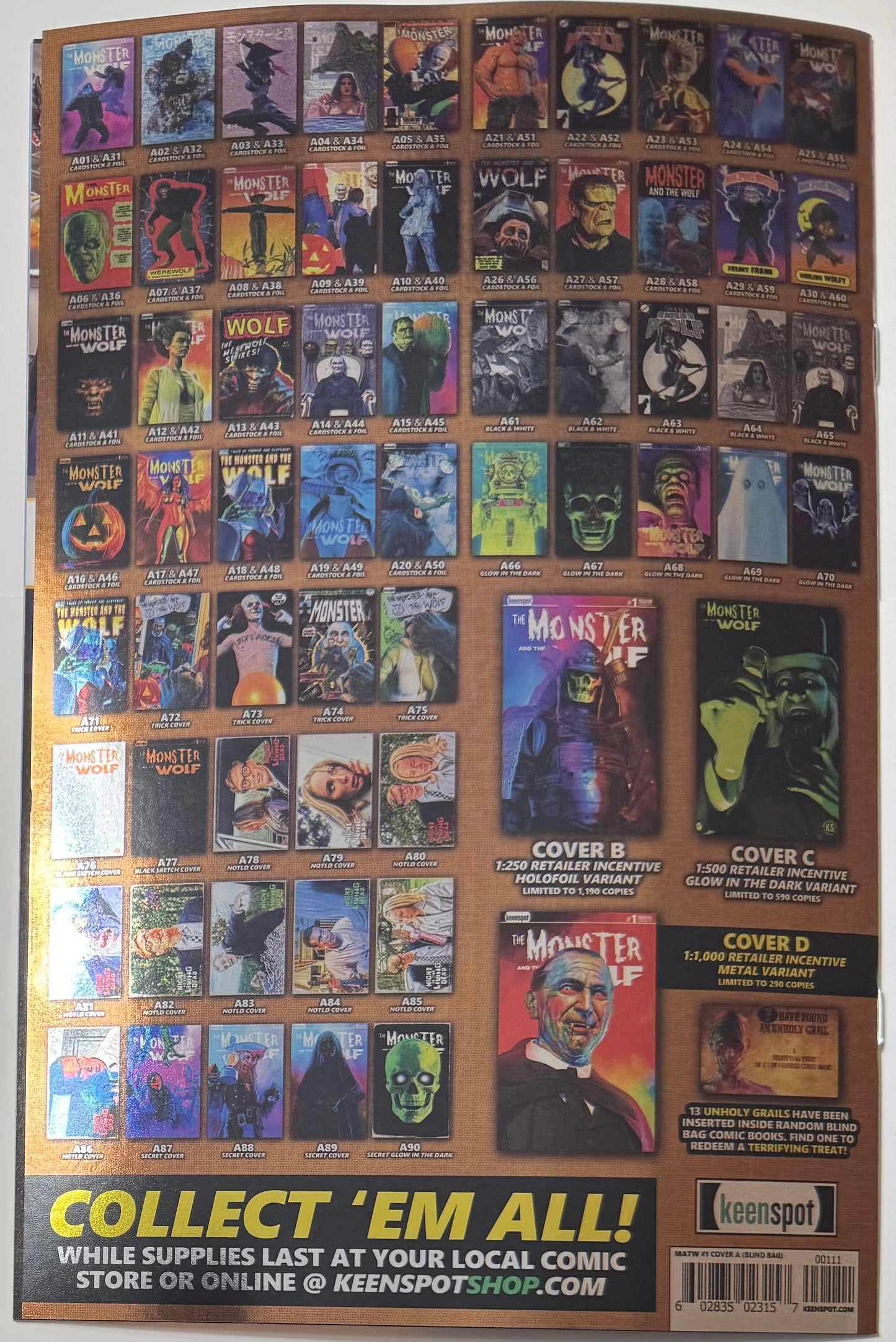 Mark Spears Monsters: The Monster & The Wolf #1 Cover A50 Foil Variant - Print Run of 833