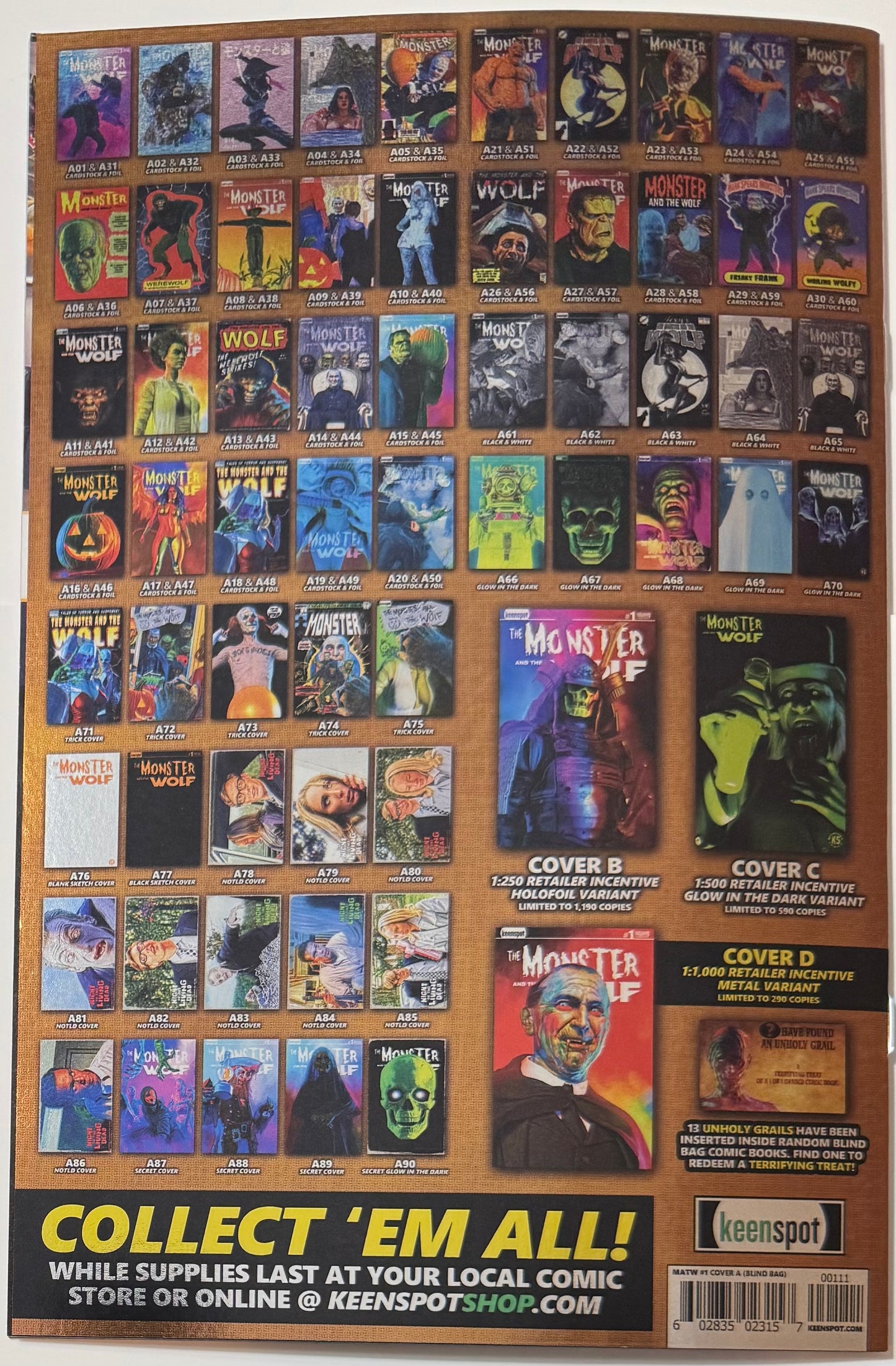 Mark Spears Monsters: The Monster & The Wolf #1 Cover A55 Foil Variant - Print Run of 833