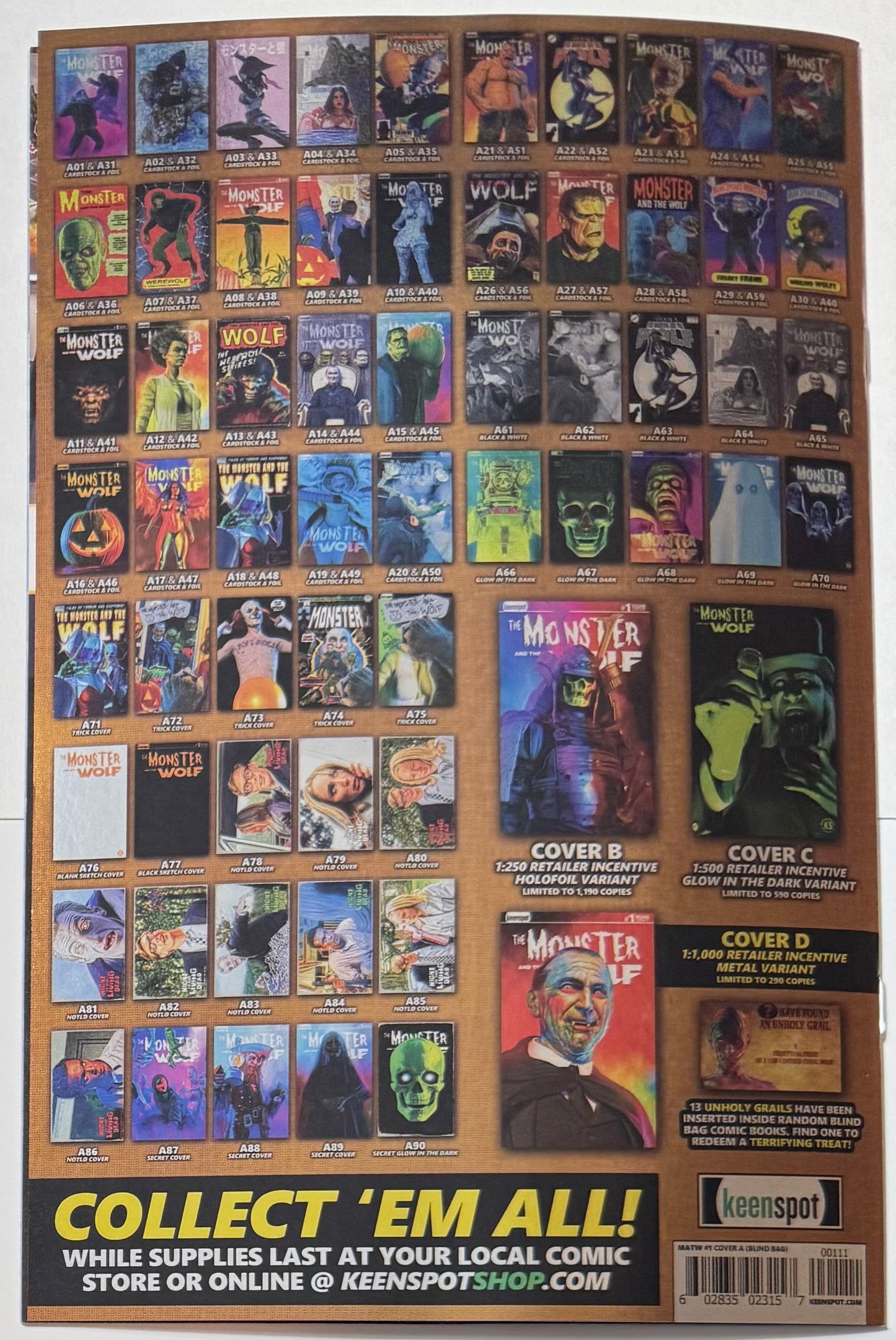 Mark Spears Monsters: The Monster & The Wolf #1 Cover A58 Foil Variant - Print Run of 833