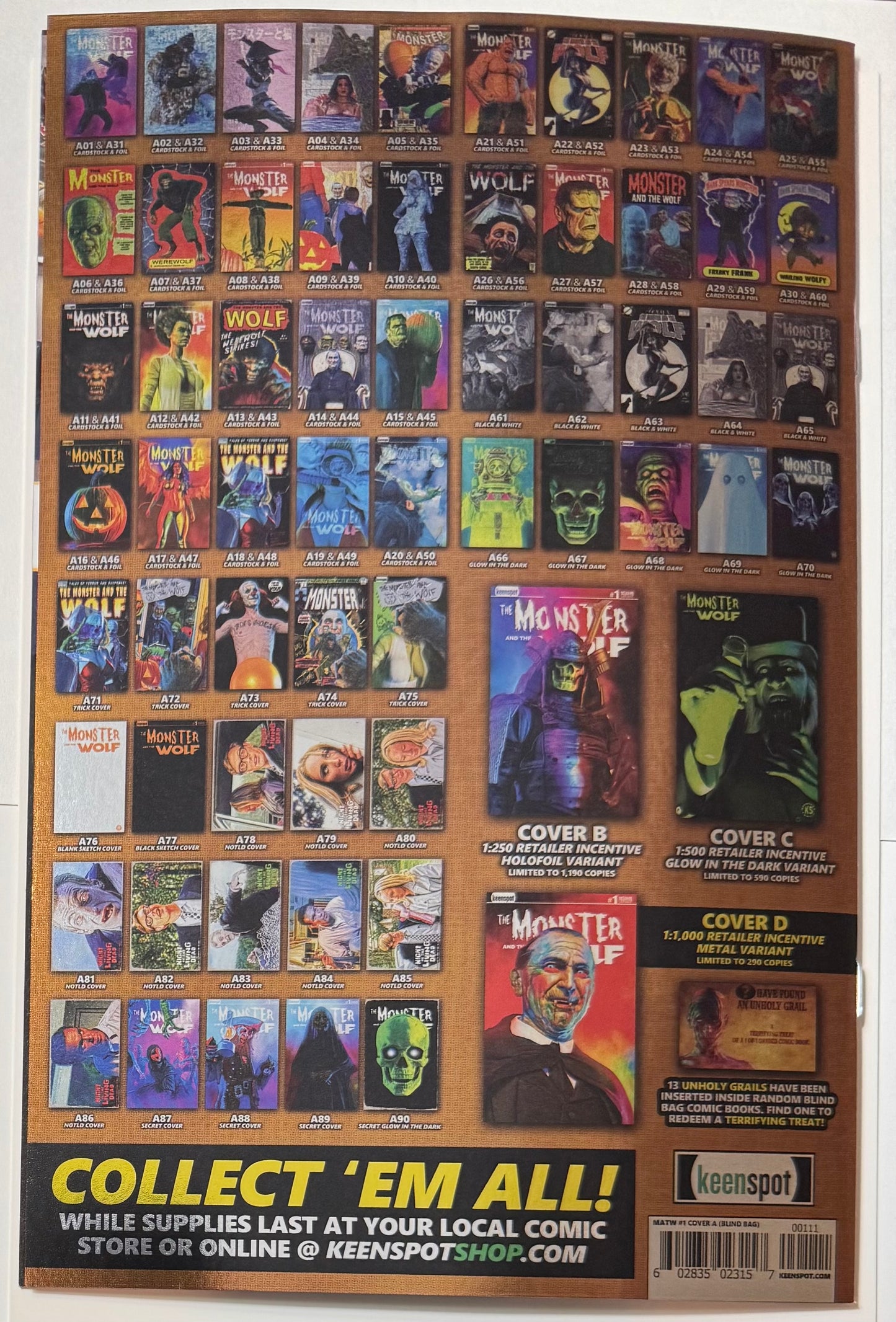 Mark Spears Monsters: The Monster & The Wolf #1 Cover A60 Foil Variant - Print Run of 833