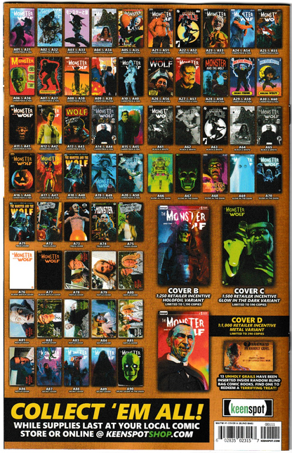 Mark Spears Monsters: The Monster & The Wolf #1 All Retailer Incentive Variant Bundle - Complete Set of C,D,E Retailer Incentive Covers + Black & White Sketch Covers (Lot of 5 Books)