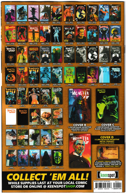 Mark Spears Monsters: The Monster & The Wolf #1 Cover A81 Night of the Living Dead Variant - Print Run of 500