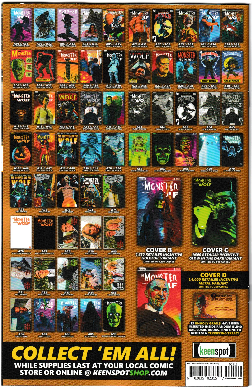 Mark Spears Monsters: The Monster & The Wolf #1 Cover A83 Night of the Living Dead Variant - Print Run of 500